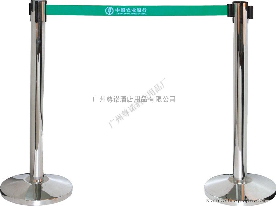 不锈钢一米线栏杆座 农行专用墨绿色伸缩带栏