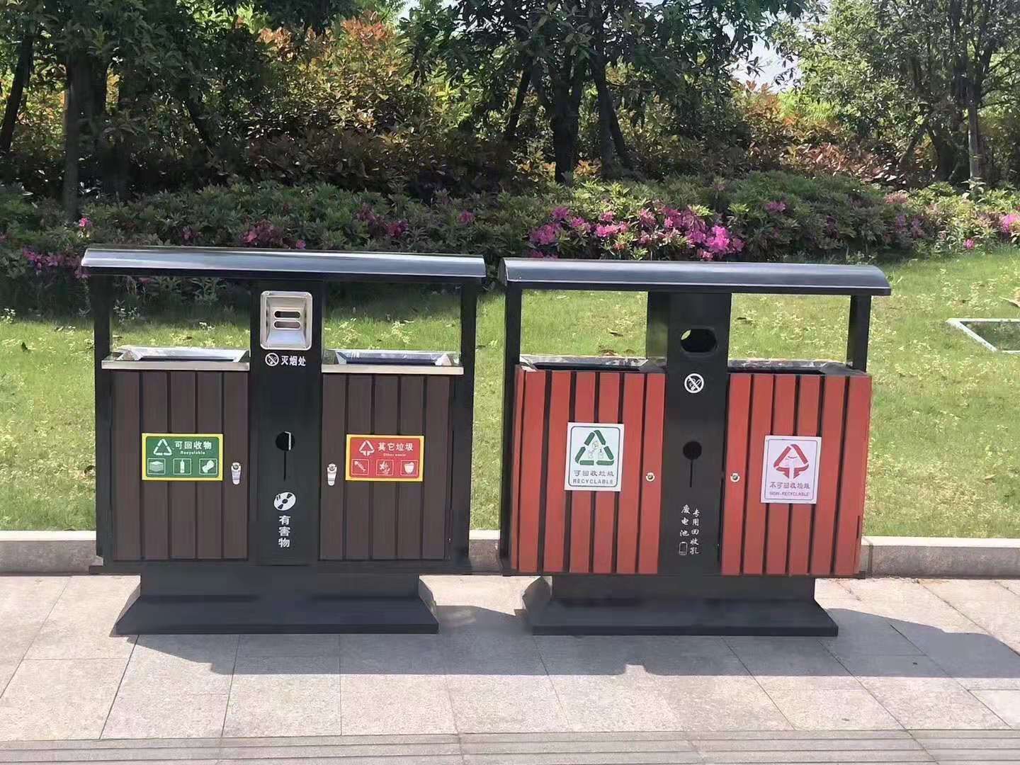 句容铁板垃圾桶/分类果皮箱/景区垃圾箱 绿华 lh-ljt