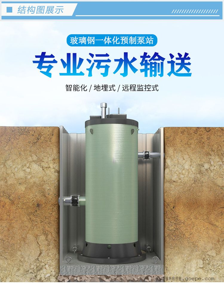 玻璃钢一体化泵站地埋式一体化污水提升泵站优势特点