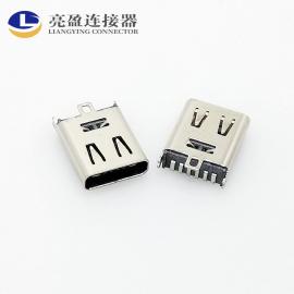亮盈连接器USB连接器 TYPE-C母座 直立式贴片 180度SMT6p L=9.3mm