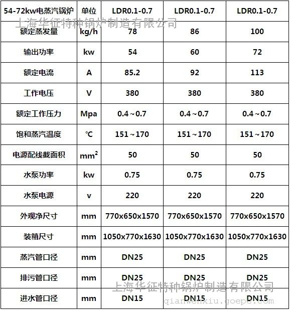 54-72kw全自动电加热蒸汽发生器