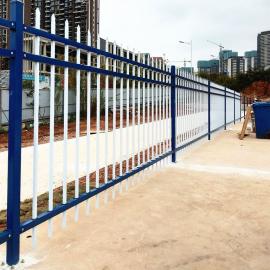 小区铁艺围墙护栏网 镀锌管喷塑工厂配电柜蓝白锌钢围栏