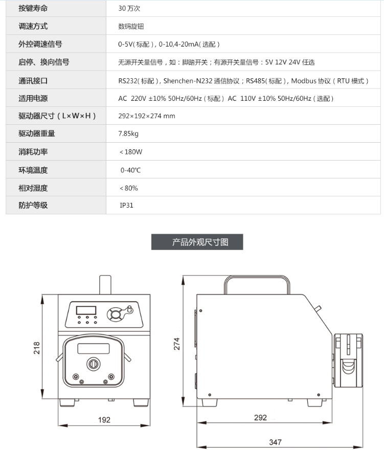 申辰基本型蠕动泵 全规格M6-6L