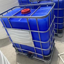 华社500L立式吨桶 化工运输桶 食品级PE塑料原油桶 0.5吨出口包装桶