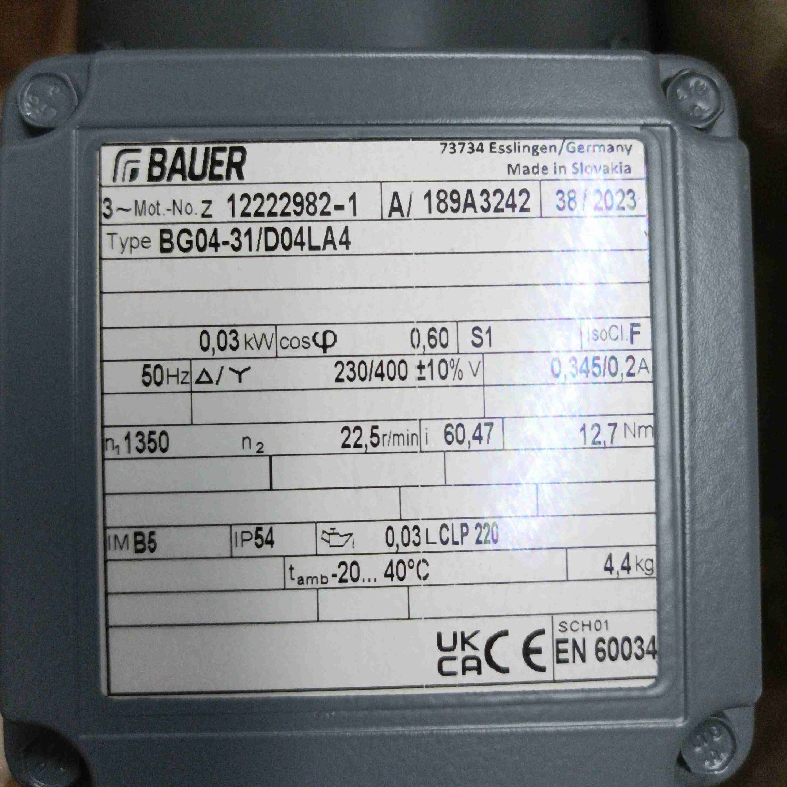 Bauer BG04-31/D04LA4Nr189A3242