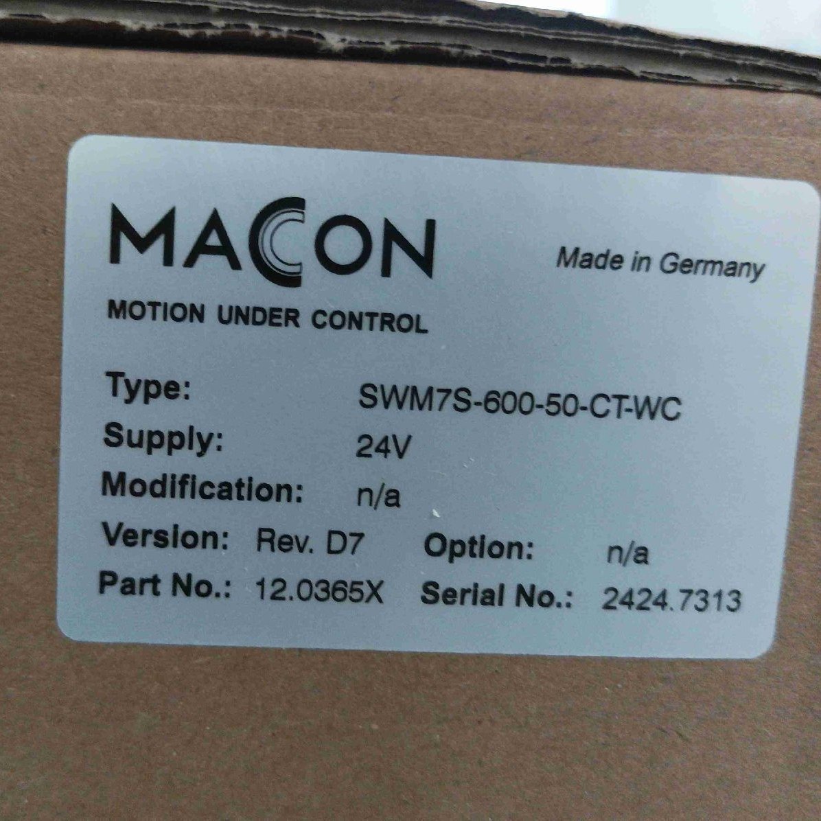 MACCONŷ12.0365 SWM7S-600-50-CT-WC