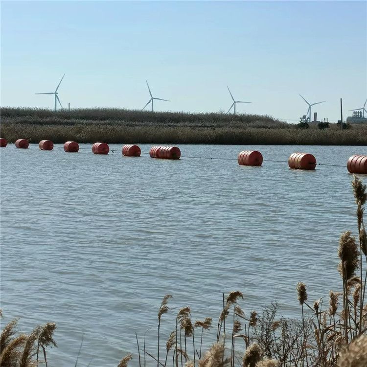 天蔚废弃码头禁入警示浮排 浮筒串联式水线隔离带浮漂