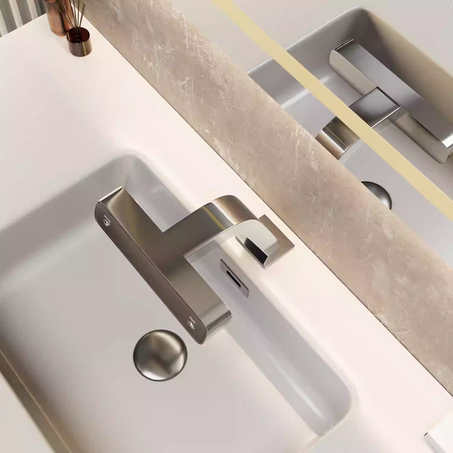 城壹大型商场洗手台智能感应水龙头+给皂液机6801