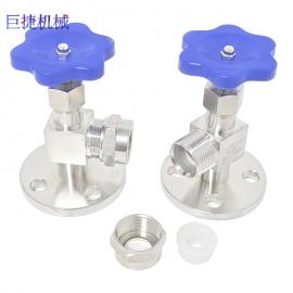 DN15不锈钢铝板刻度法兰水位计玻璃管式液位计碳钢考克