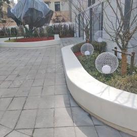 无机人造石树池坐凳 白色异形景观座椅定制施工